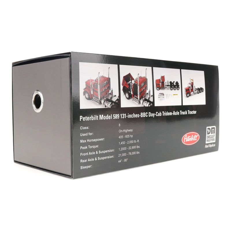 1/32 Peterbilt 589 Tridem-Axle Truck with Day Cab by Diecast Masters, Legendary Red Oversize Load