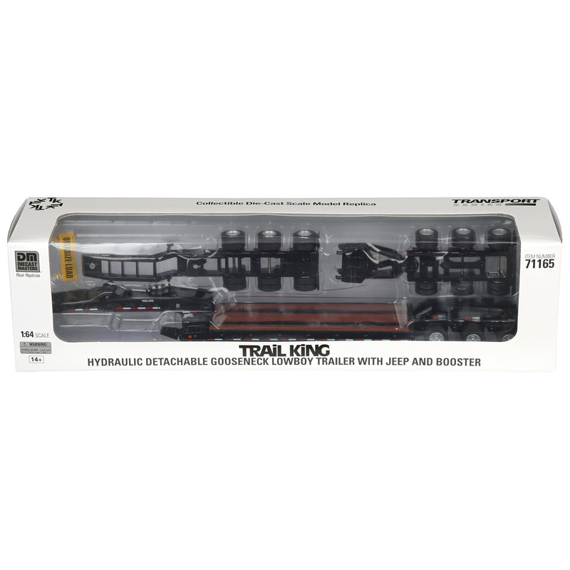 1/64 Trail King TK170 Hydraulic Detachable Gooseneck Lowboy Trailer with Jeep & Booster, Diecast Masters Transport Series