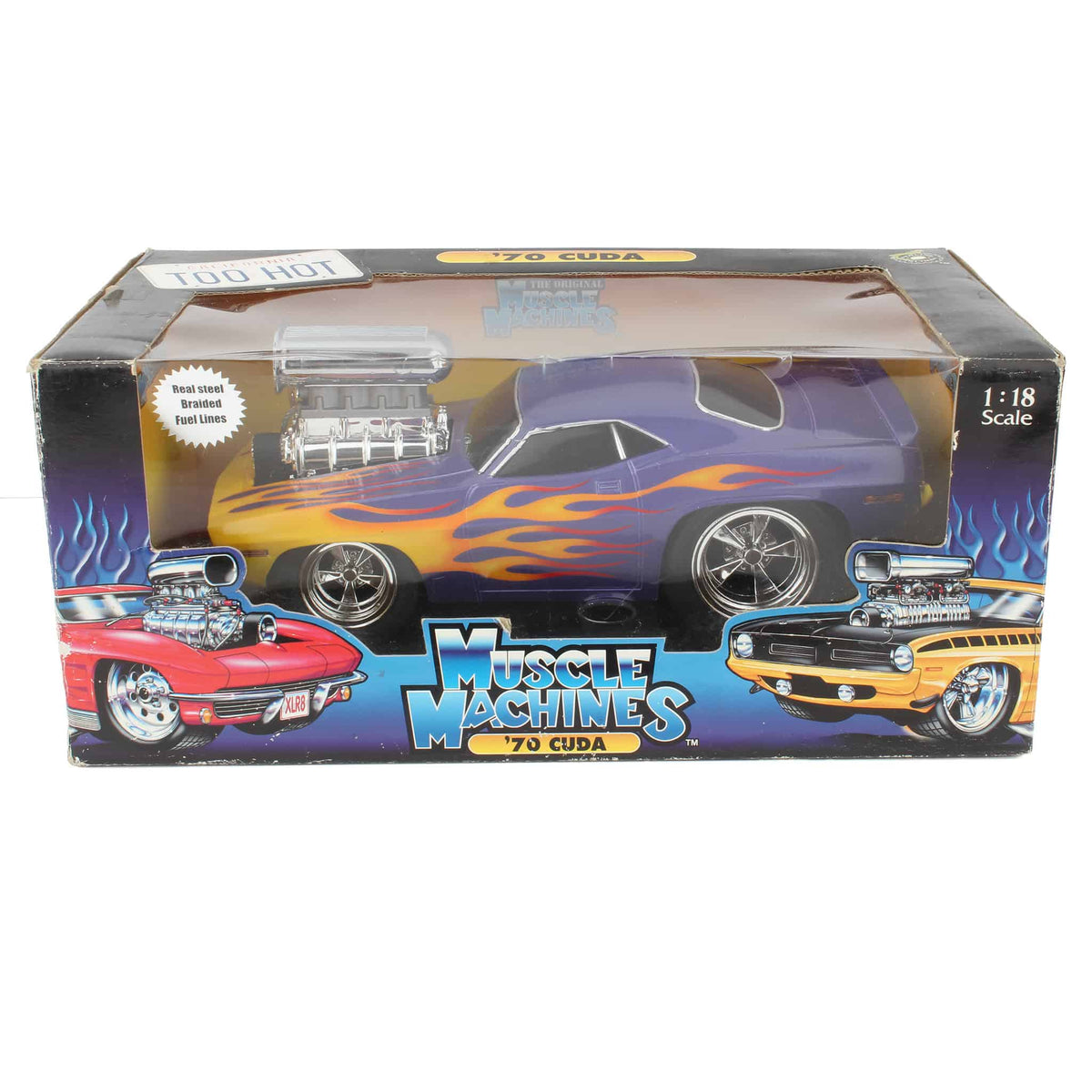 1/18 Purple 1970 Cuda with Flames by Muscle Machines — Outback Toys