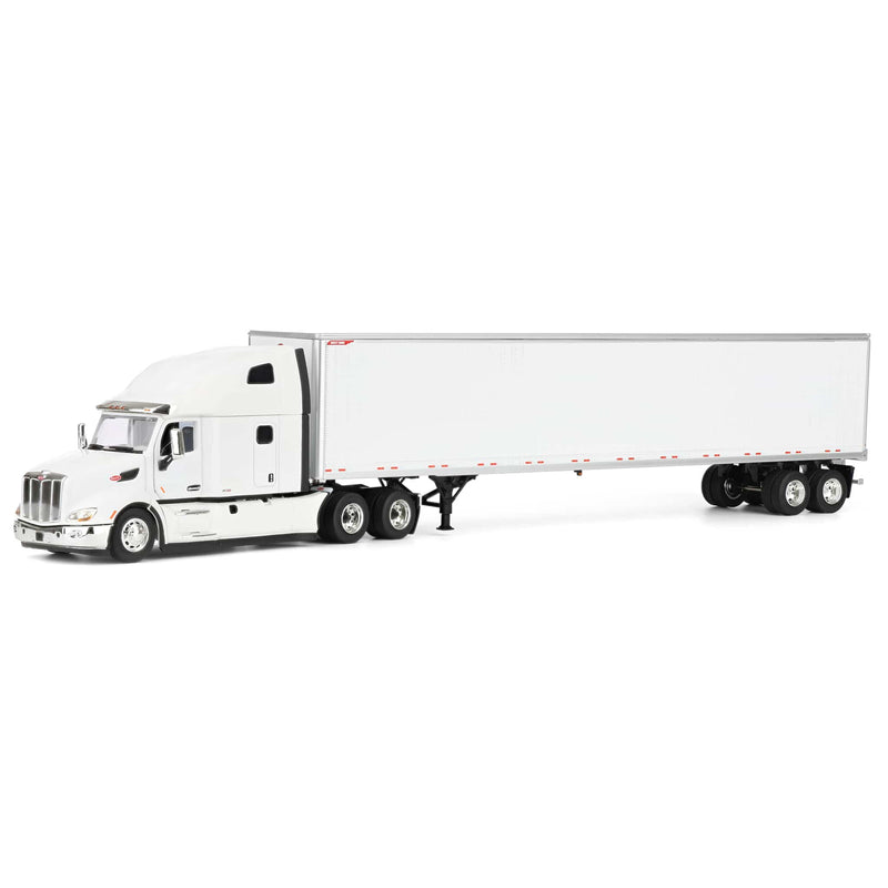 1/50 Peterbilt 579 UltraLoft Semi Truck with Great Dane Champion 53ft Dry Van Trailer, White, Diecast Masters Transport Series