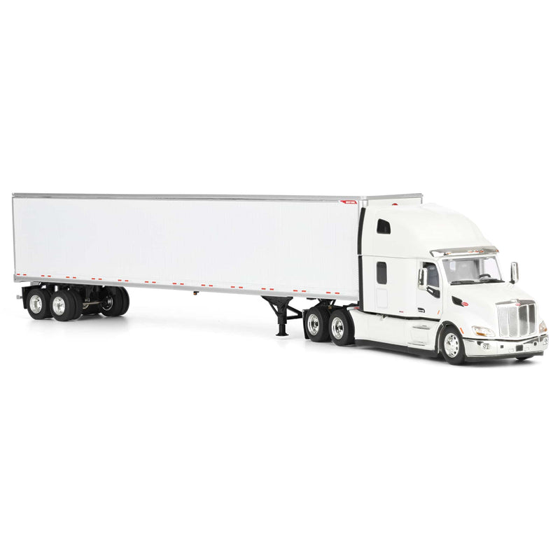1/50 Peterbilt 579 UltraLoft Semi Truck with Great Dane Champion 53ft Dry Van Trailer, White, Diecast Masters Transport Series