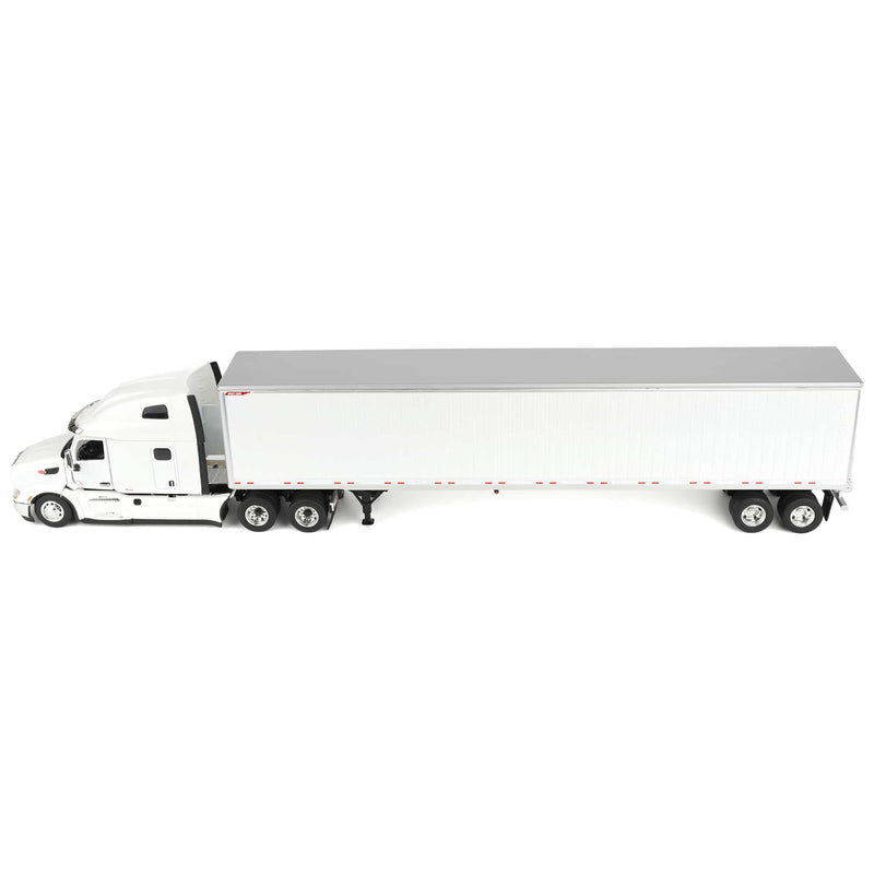 1/50 Peterbilt 579 UltraLoft Semi Truck with Great Dane Champion 53ft Dry Van Trailer, White, Diecast Masters Transport Series