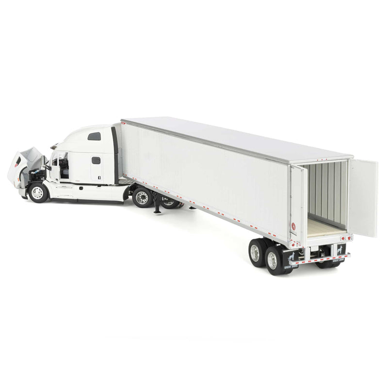 1/50 Peterbilt 579 UltraLoft Semi Truck with Great Dane Champion 53ft Dry Van Trailer, White, Diecast Masters Transport Series