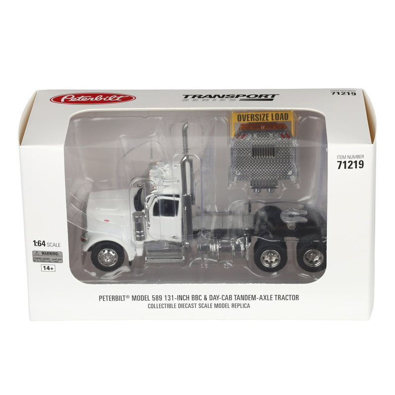 1/64 Peterbilt 589 Tandem-Axle Truck with Day Cab, White, Diecast Masters Transport Series