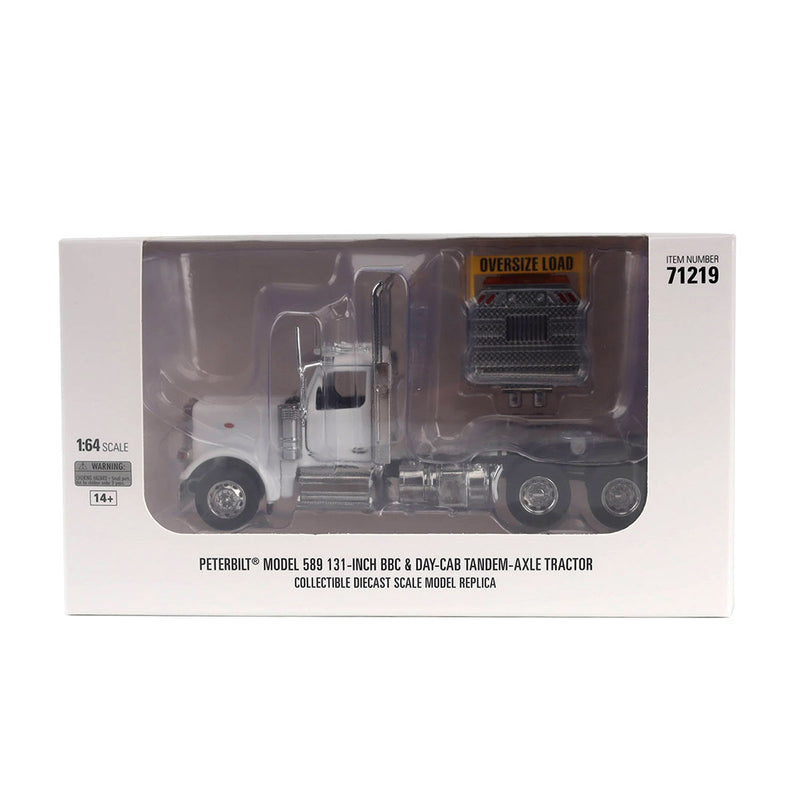 1/64 Peterbilt 589 Tandem-Axle Truck with Day Cab, White, Diecast Masters Transport Series