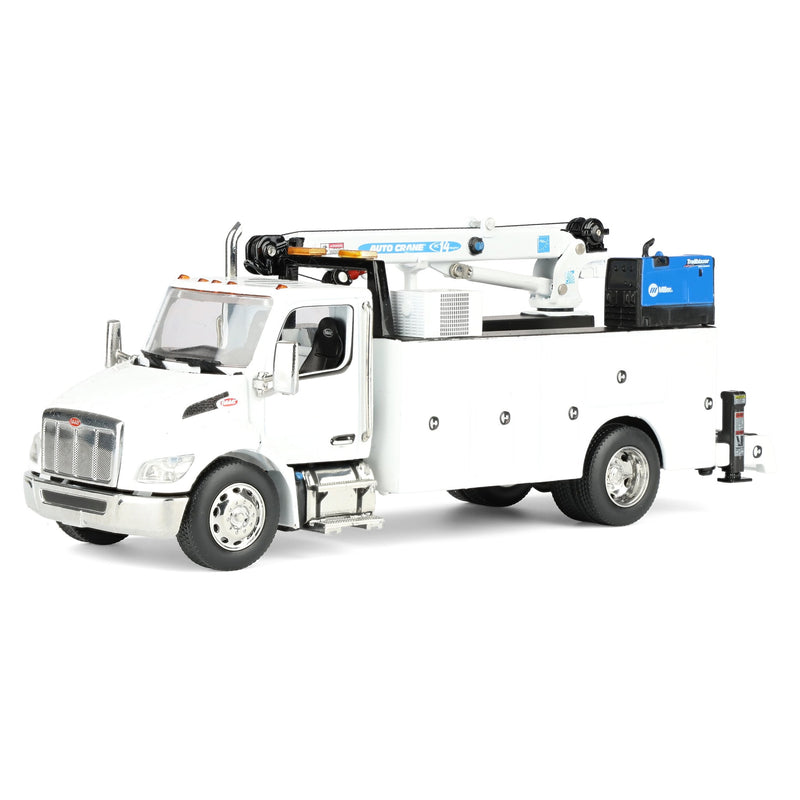 1/50 White Peterbilt Model 536 Crane Work Truck with Miller EnPak by Diecast Masters
