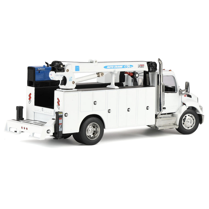 1/50 White Peterbilt Model 536 Crane Work Truck with Miller Trailblazer by Diecast Masters