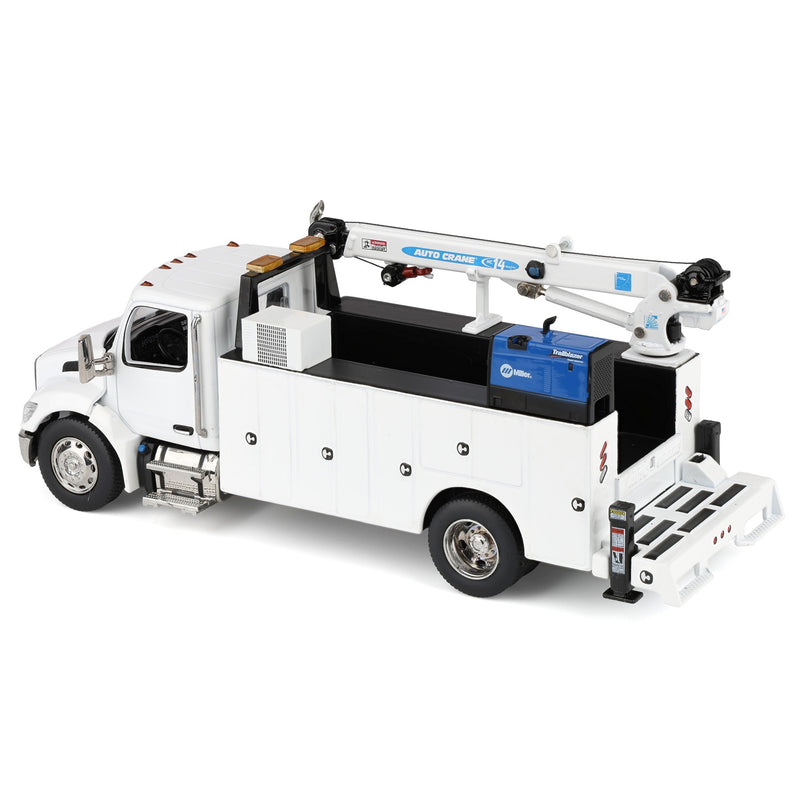 1/50 White Peterbilt Model 536 Crane Work Truck with Miller Trailblazer by Diecast Masters