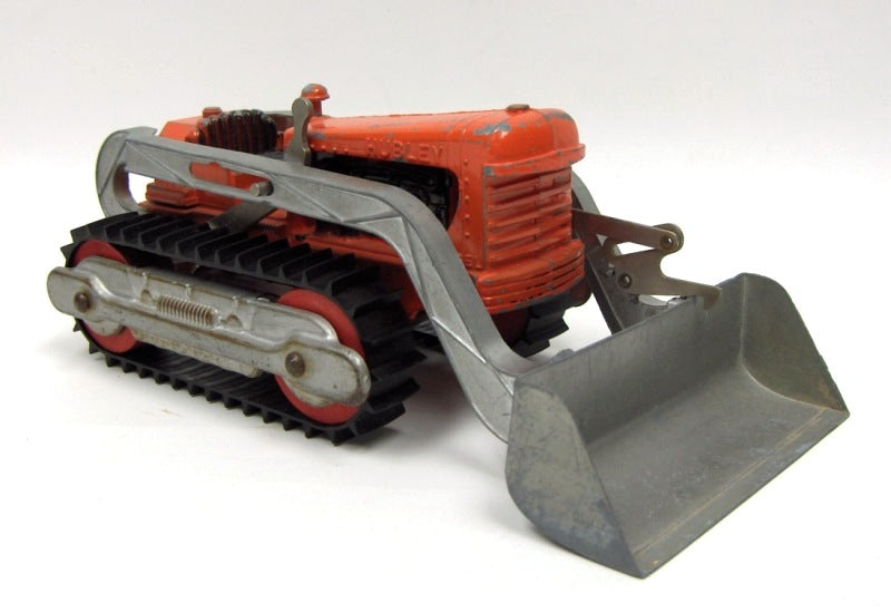 (B&D) Orange Hubley Huber Bulldozer w/ Loader and Rubber Tracks - Damaged Item, No Box