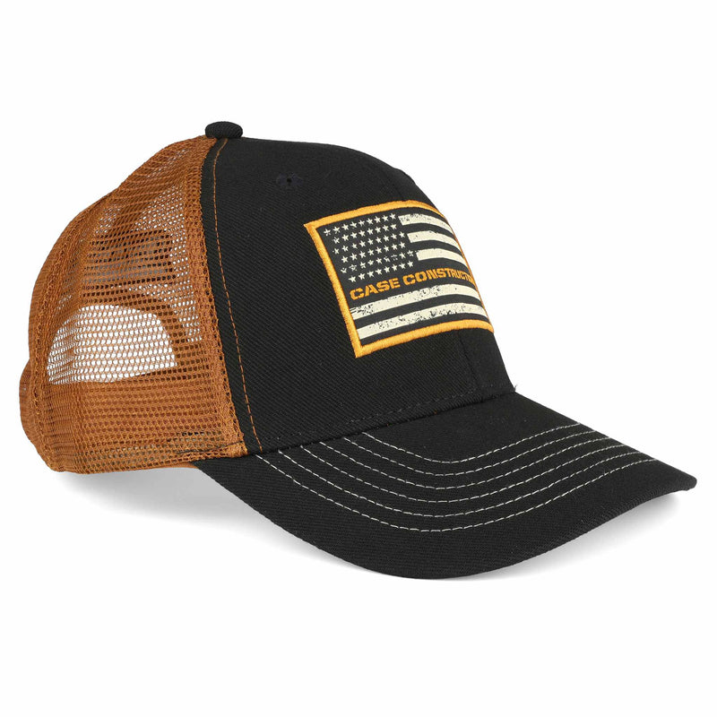 Case Construction American Flag Cap with Black Front & Power Tan Back
