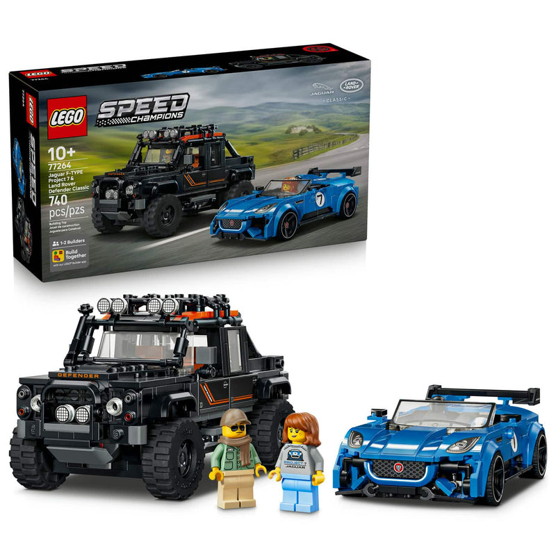 LEGO® Speed Champions Jaguar Project 7 & Land Rover Defender Building Set, 740 Pieces