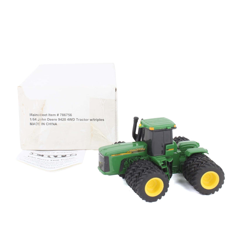 1/64 John Deere 9420T Tractor with Triples by ERTL in White Box