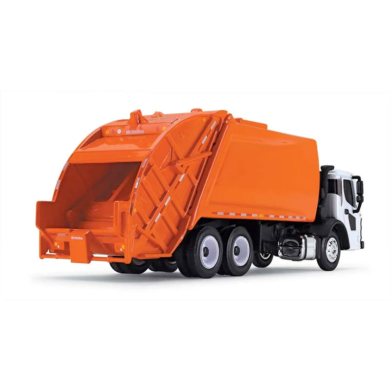 (B&D) 1/87 White Mack LR with Orange McNeilus Meridian Rear Loader by First Gear - Damaged Box