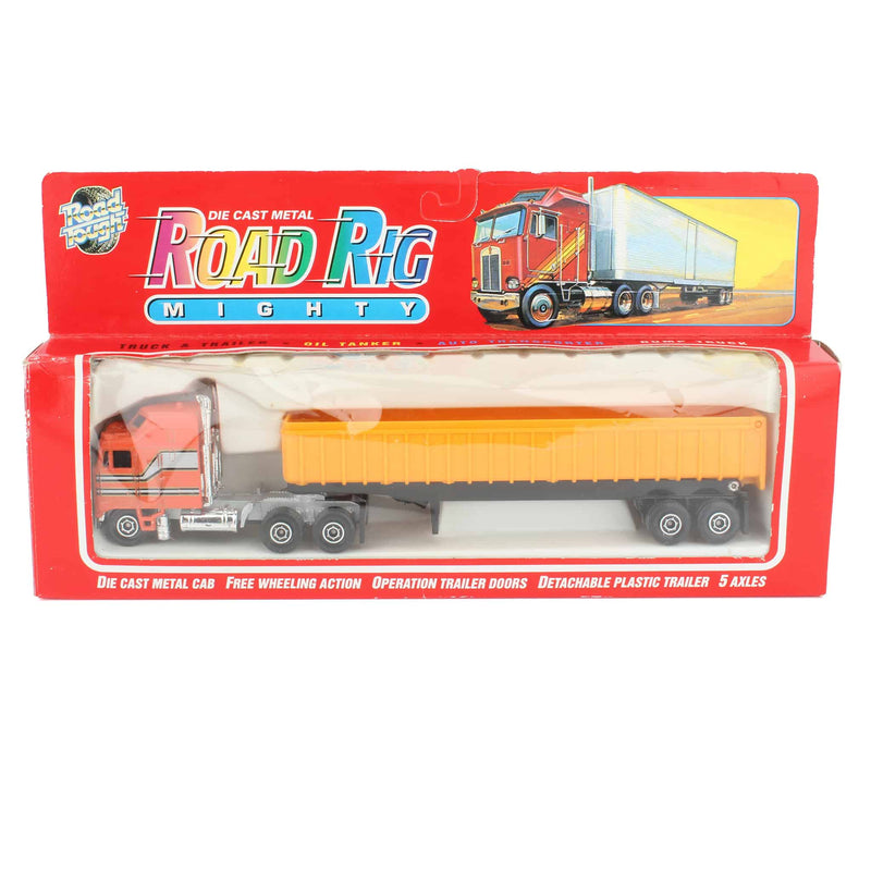 1/64 Road Tough Mighty Rigs Orange Dump Truck & Trailer by Yatming