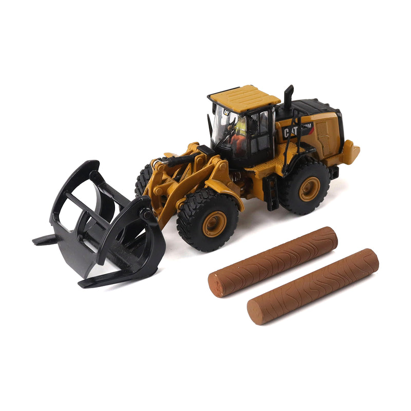 1/87 CAT 950G Wheel Loader with Fork and Wood Log by Diecast Masters
