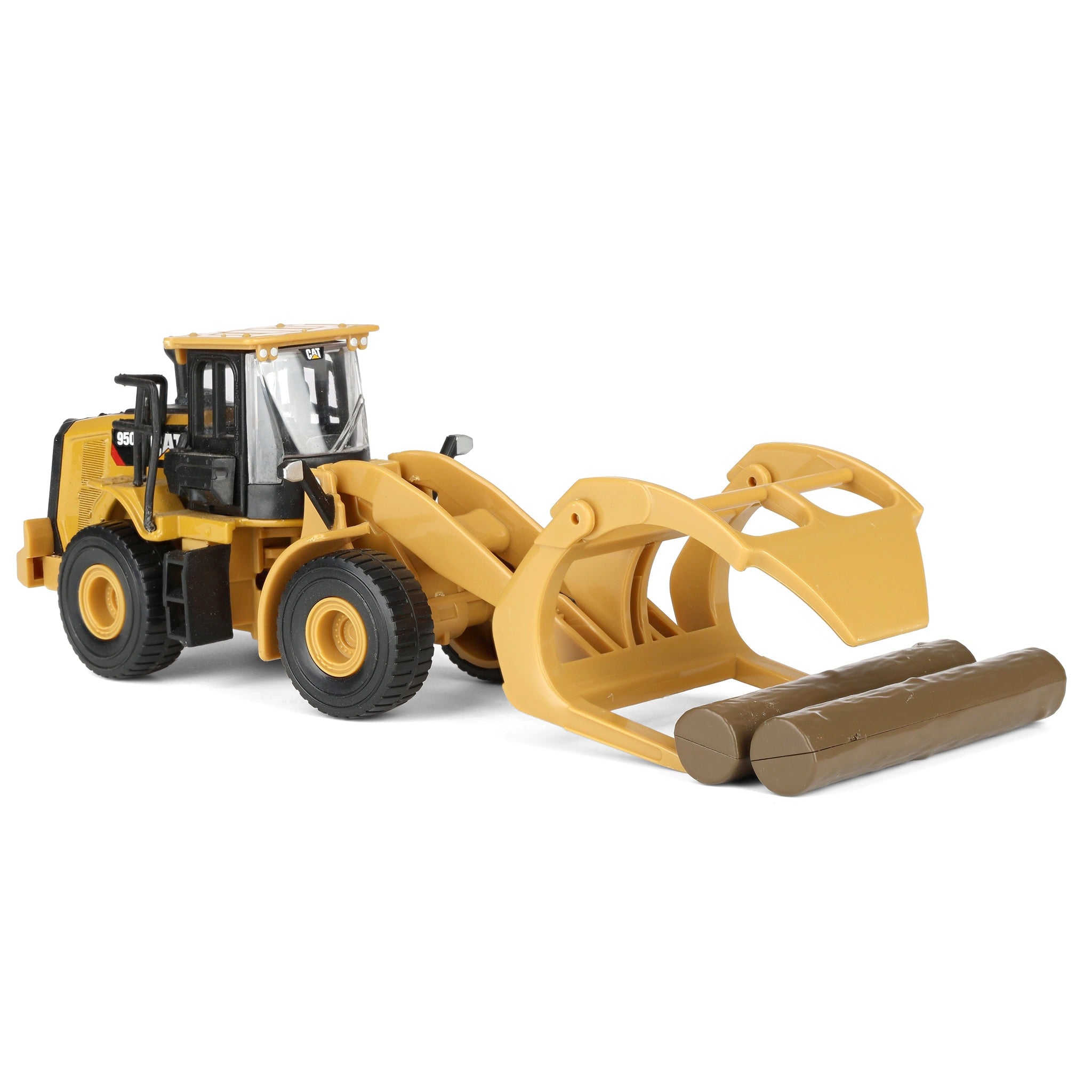 1/64 CAT 950M Wheel Loader with Log Fork and Logs by Diecast