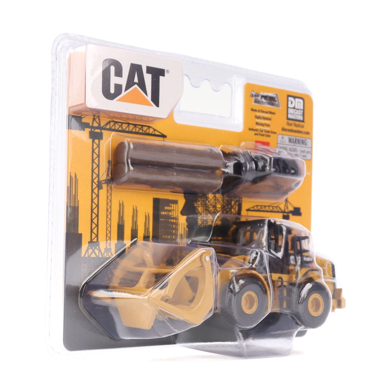 1/64 CAT 950M Wheel Loader with Log Fork, Bucket and Logs by Diecast Masters