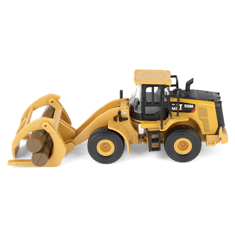 1/64 CAT 950M Wheel Loader with Log Fork and Logs by Diecast Masters