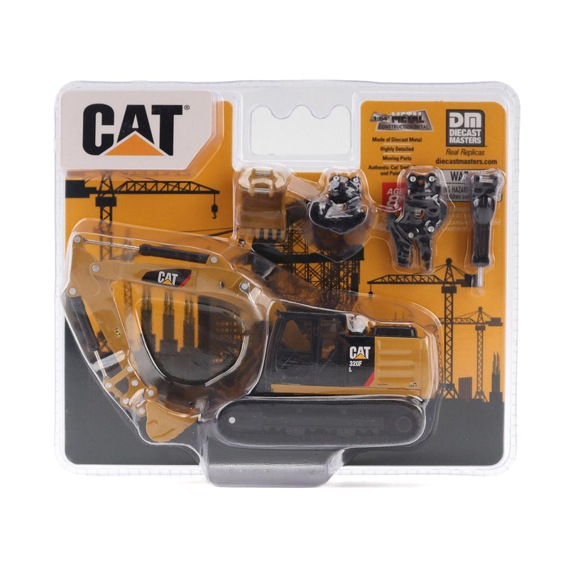 1/64 CAT 320 Excavator with Interchangeable Attachments by Diecast Masters