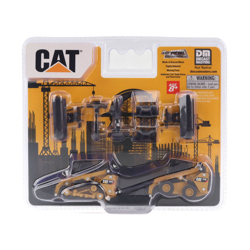 1/64 CAT 272 Skid Steer Loader & CAT 297D2 Compact Track Loader with Interchangeable Attachments by Diecast Masters