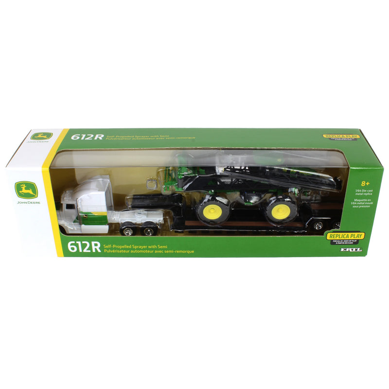 1/64 John Deere 612R Sprayer with Semi Truck & Lowboy Trailer, ERTL Replica Play
