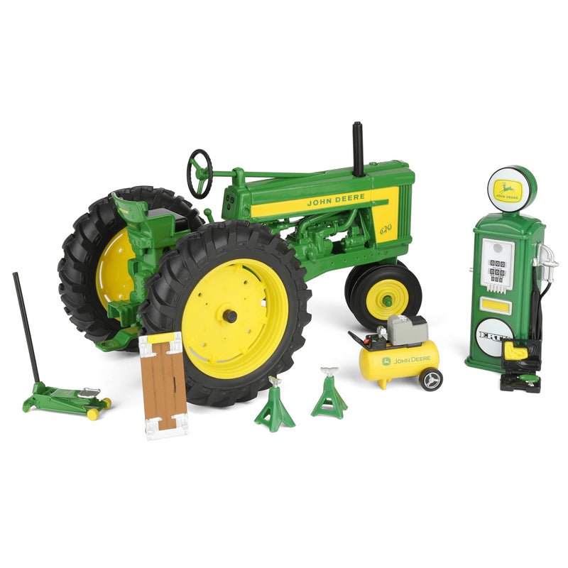 1/16 John Deere 620 Tractor Restoration Set with Vintage-Style Gas Pump, ERTL Prestige Collection