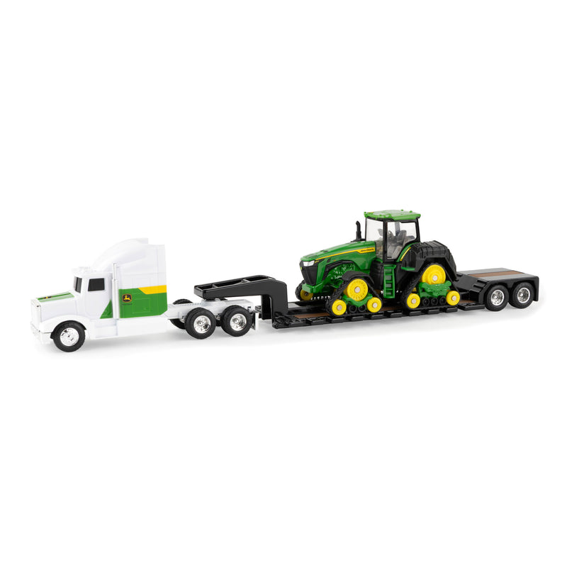 1/64 John Deere Farm Toy Set with Semi Truck, Lowboy Trailer & John Deere 8RX 370 Tractor by ERTL