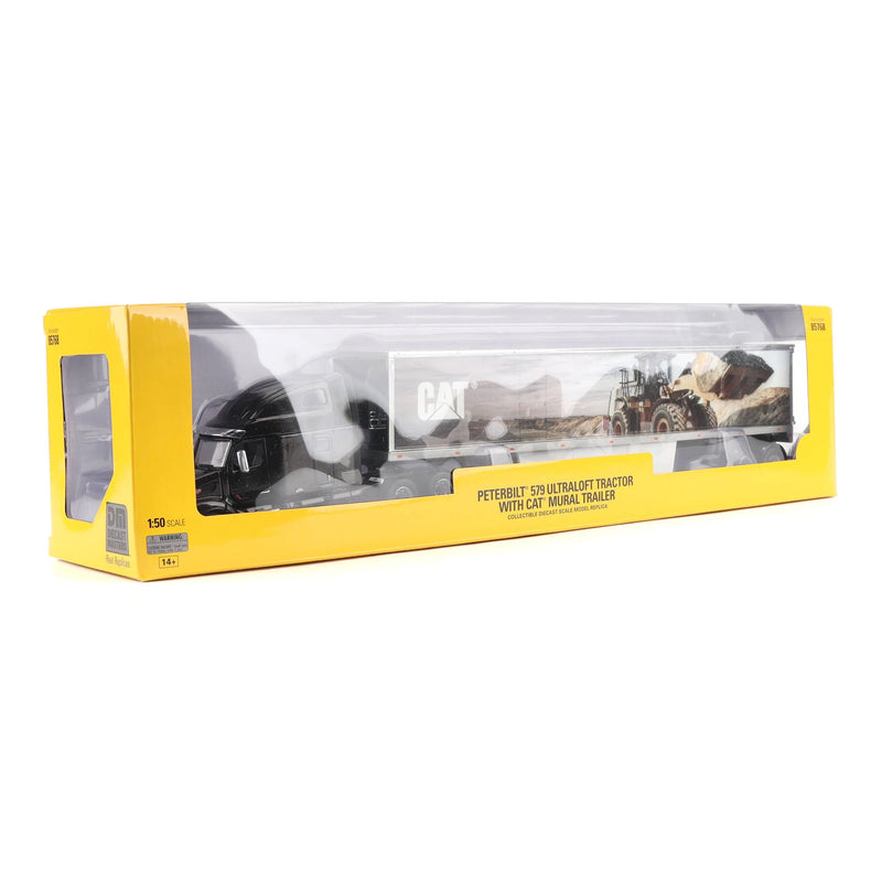 1/50 Peterbilt 579 Ultra Loft Semi Truck with CAT Mural Box Trailer by Diecast Masters