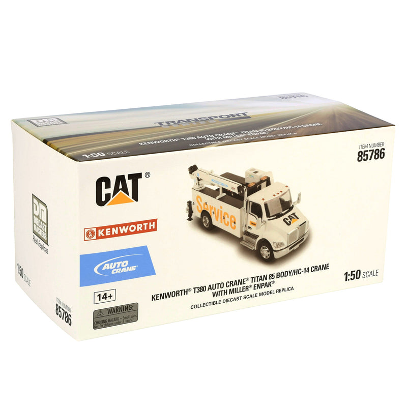 1/50 CAT Kenworth T380 Crane Truck with Titan 85 Body & Miller EnPack by Diecast Masters