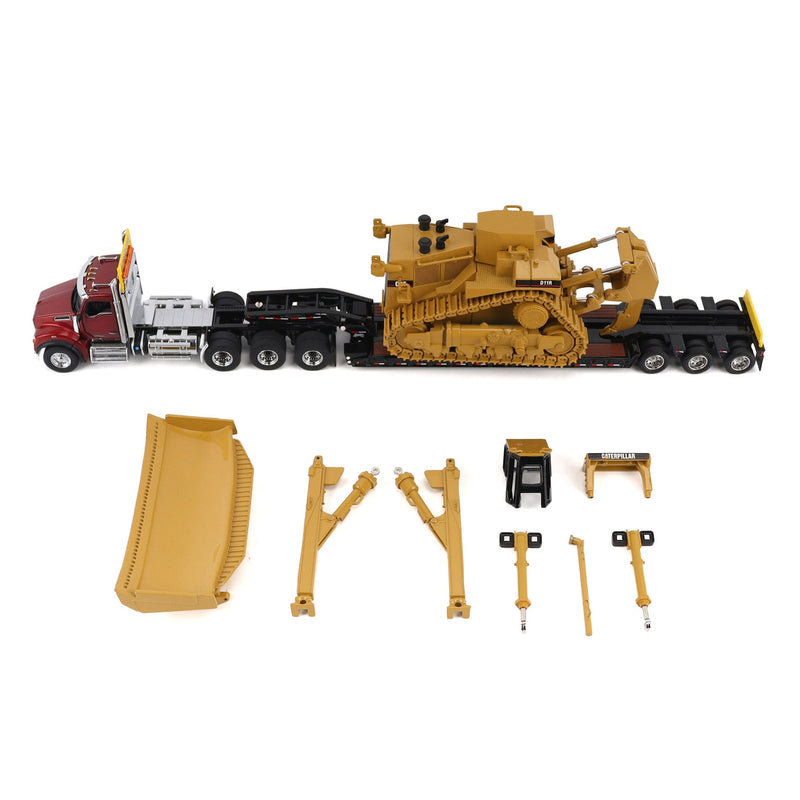 1/50 Kenworth T880 Semi Truck with Trail King TK120 Lowboy & CAT D11R Dozer, Diecast Masters Transport Series