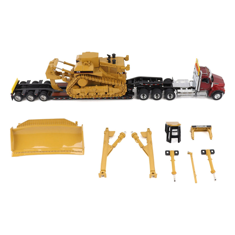 1/50 Kenworth T880 Semi Truck with Trail King TK120 Lowboy & CAT D11R Dozer, Diecast Masters Transport Series