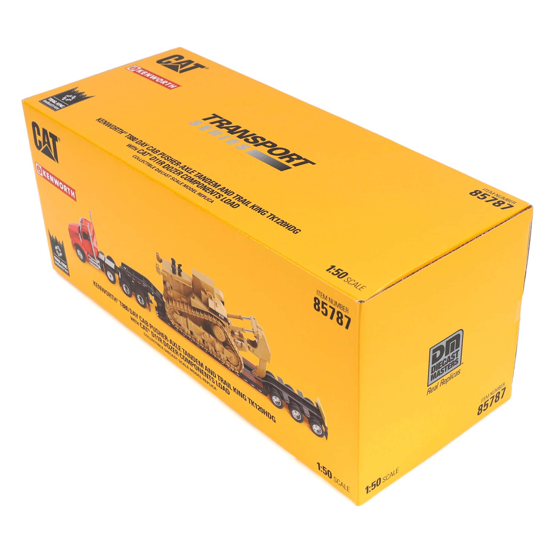 1/50 Kenworth T880 Semi Truck with Trail King TK120 Lowboy & CAT