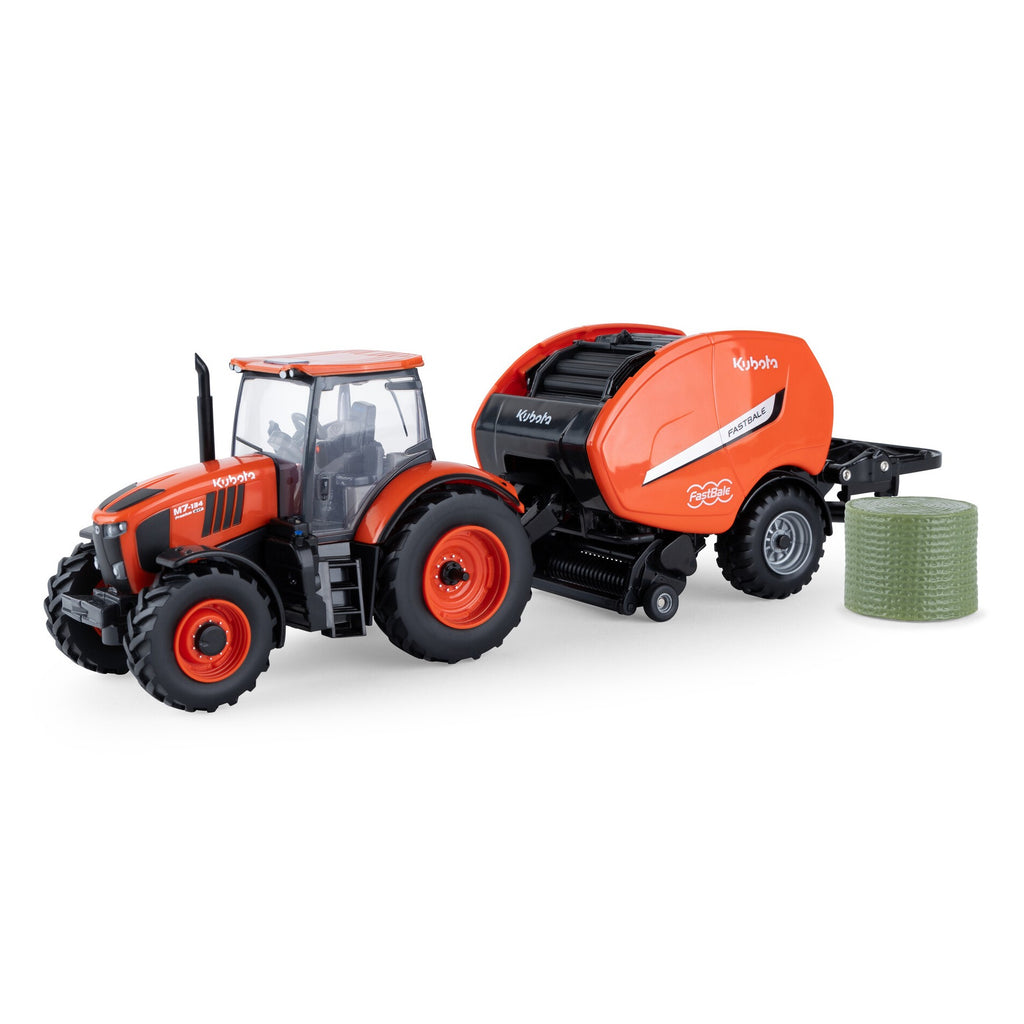 1/32 Kubota M7-134 Tractor with Kubota FastBale Round Baler & Bale