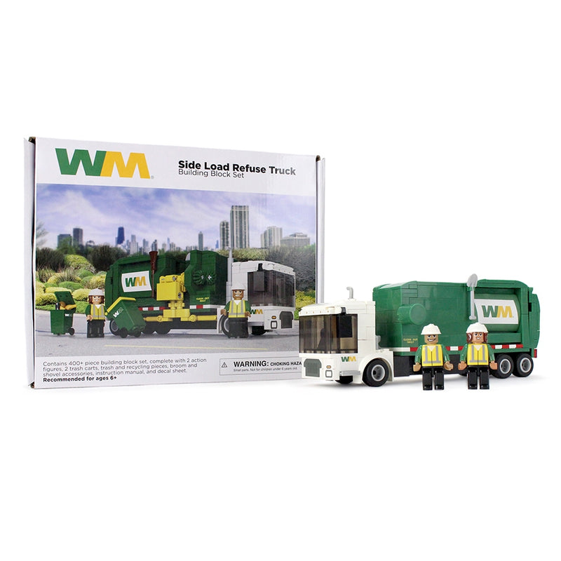 Waste Management Side-Load Garbage Truck Building Block Set by First Gear, 402+ Pieces
