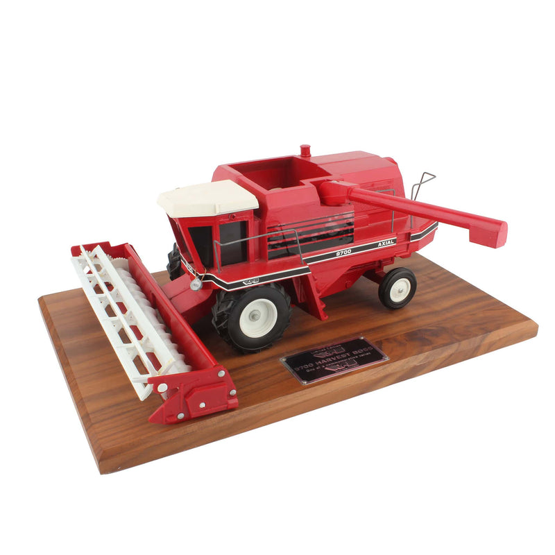 1/28 White Farm Equipment 9700 Harvest Boss Combine Displayed on Wooden Desk Plaque by Scale Models