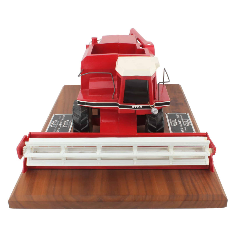 1/28 White Farm Equipment 9700 Harvest Boss Combine Displayed on Wooden Desk Plaque by Scale Models