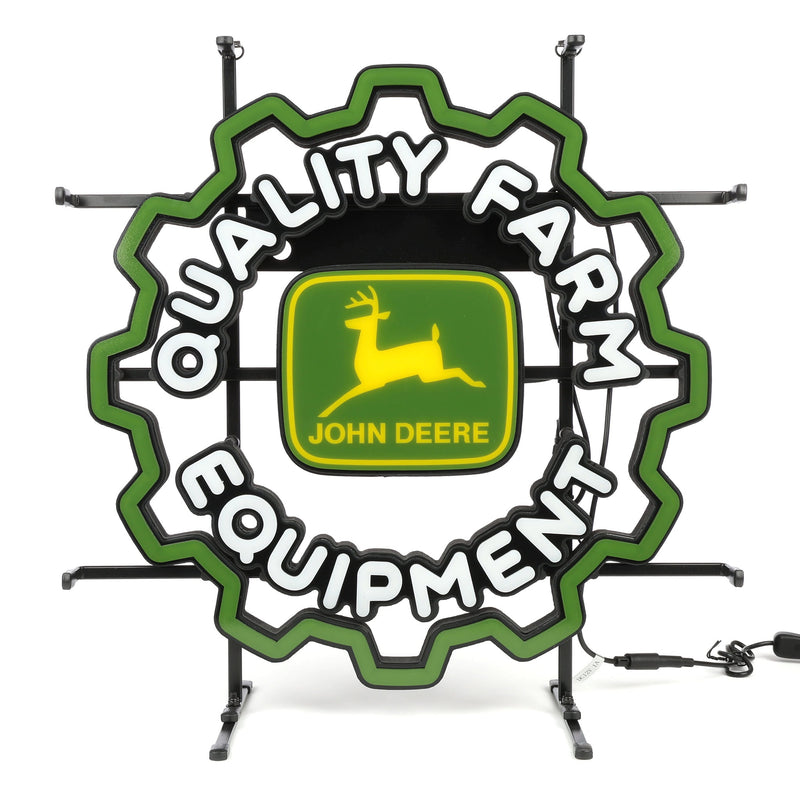 John Deere LED Neon Sign with Tire Tread Shape, 17in x 17in