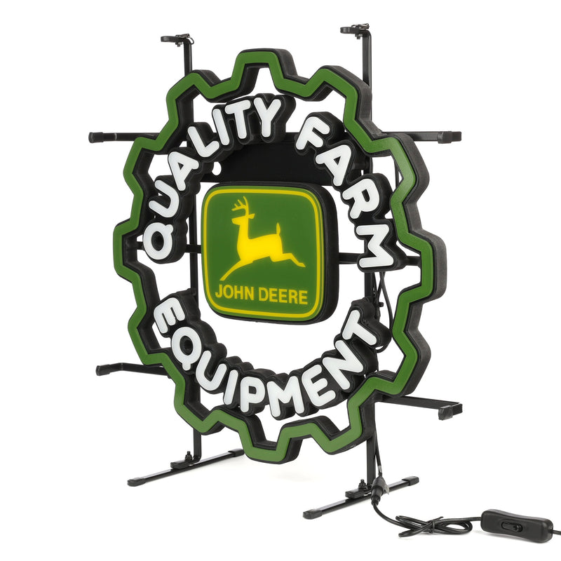 John Deere LED Neon Sign with Tire Tread Shape, 17in x 17in