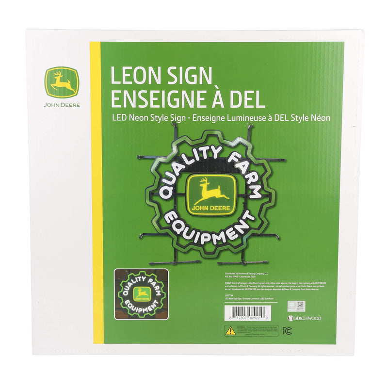 John Deere LED Neon Sign with Tire Tread Shape, 17in x 17in