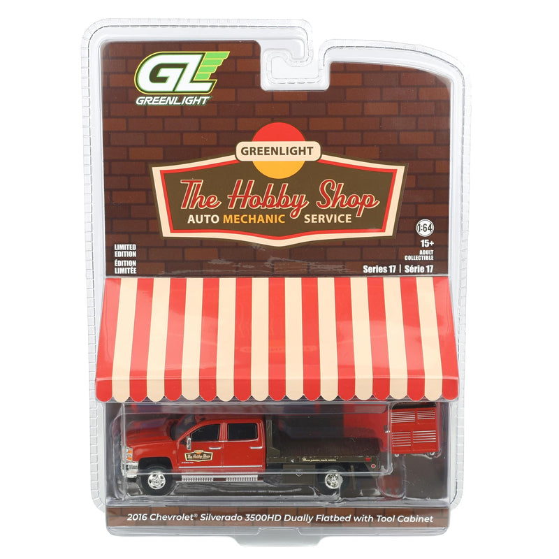 1/64 2016 Chevrolet Silverado 3500HD Dually Flatbed with Tool Cabinet, The Hobby Shop Series 17 by Greenlight Collectibles