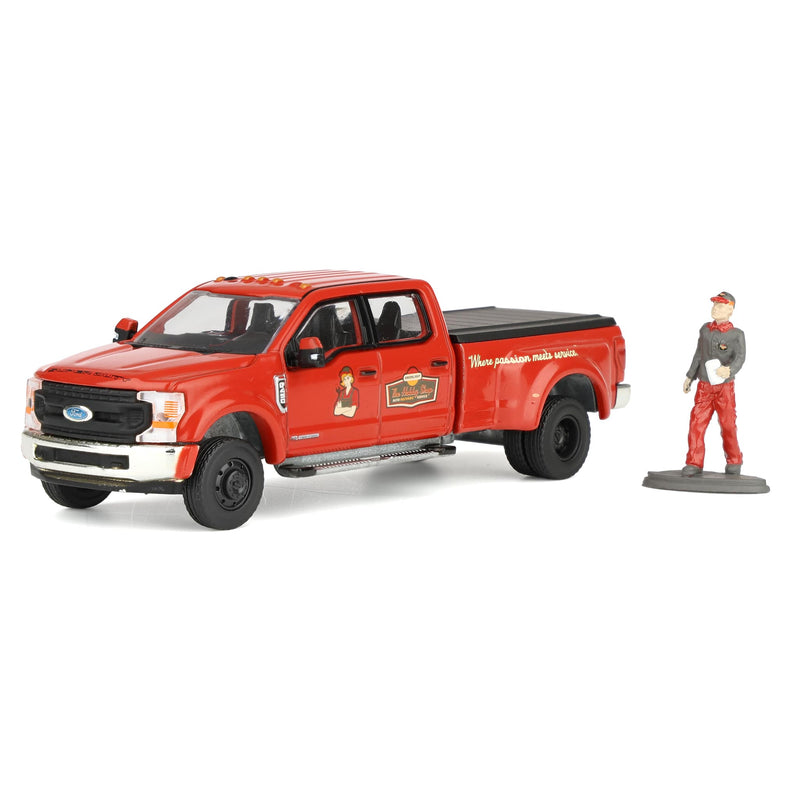 1/64 2022 Ford F-450 Dually Flatbed Truck with Mechanic Figure, The Hobby Shop Series 17 by Greenlight Collectibles