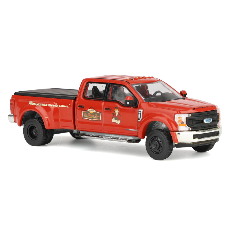 1/64 2022 Ford F-450 Dually Flatbed Truck with Mechanic Figure, The Hobby Shop Series 17 by Greenlight Collectibles