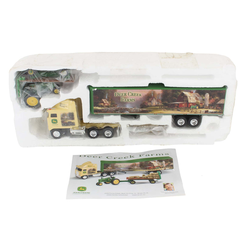 1/64 1/64 Thomas Kinkade John Deere Deer Creek Farms Kenworth K100 Semi Truck with Model B Tractor, Wagon & Hay Load by Hamilton Authenticated