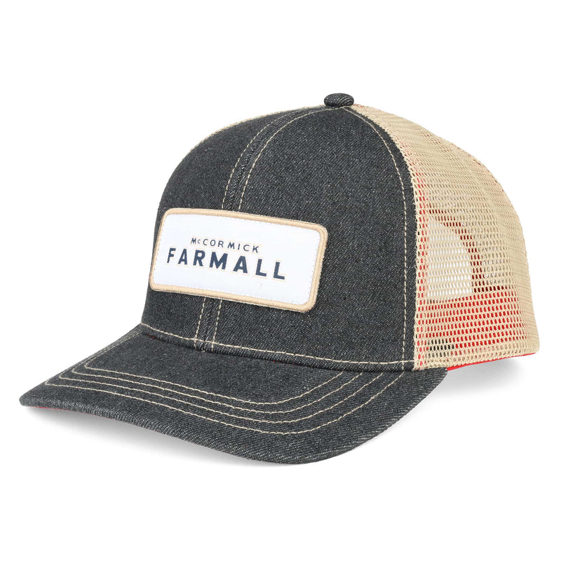McCormick Farmall Black Denim Mesh Back Trucker Cap