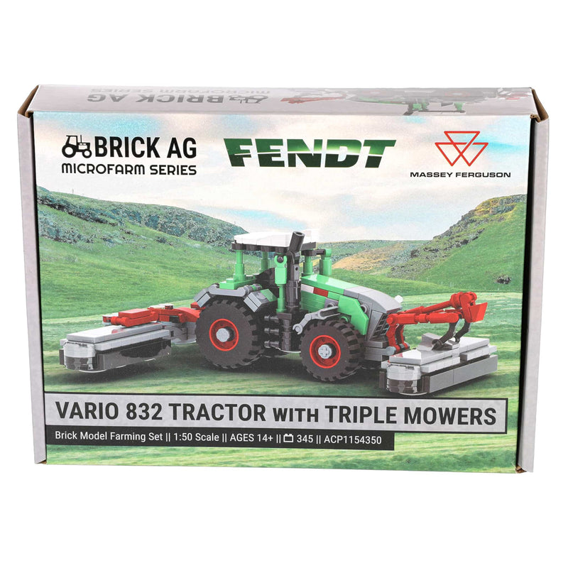 Fendt Vario 832 Tractor with Triple Mowers Farming Building Set, BrickAg Microfarm Series 345 Pieces