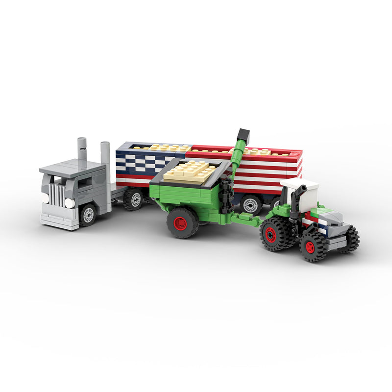 Fendt 250th USA Anniversary Brick Model Hauling Set, Brick Ag Nanofarm Series, 366 Pieces