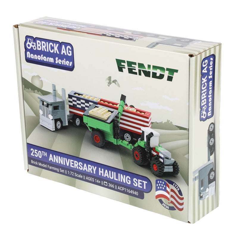 Fendt 250th USA Anniversary Brick Model Hauling Set, Brick Ag Nanofarm Series, 366 Pieces