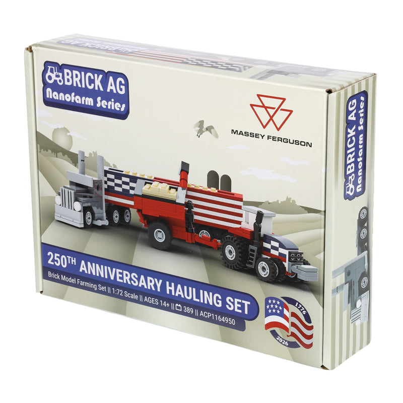 Massey Ferguson 250th Anniversary Brick Model Hauling Set, Brick Ag Nanofarm Series, 389 Pieces