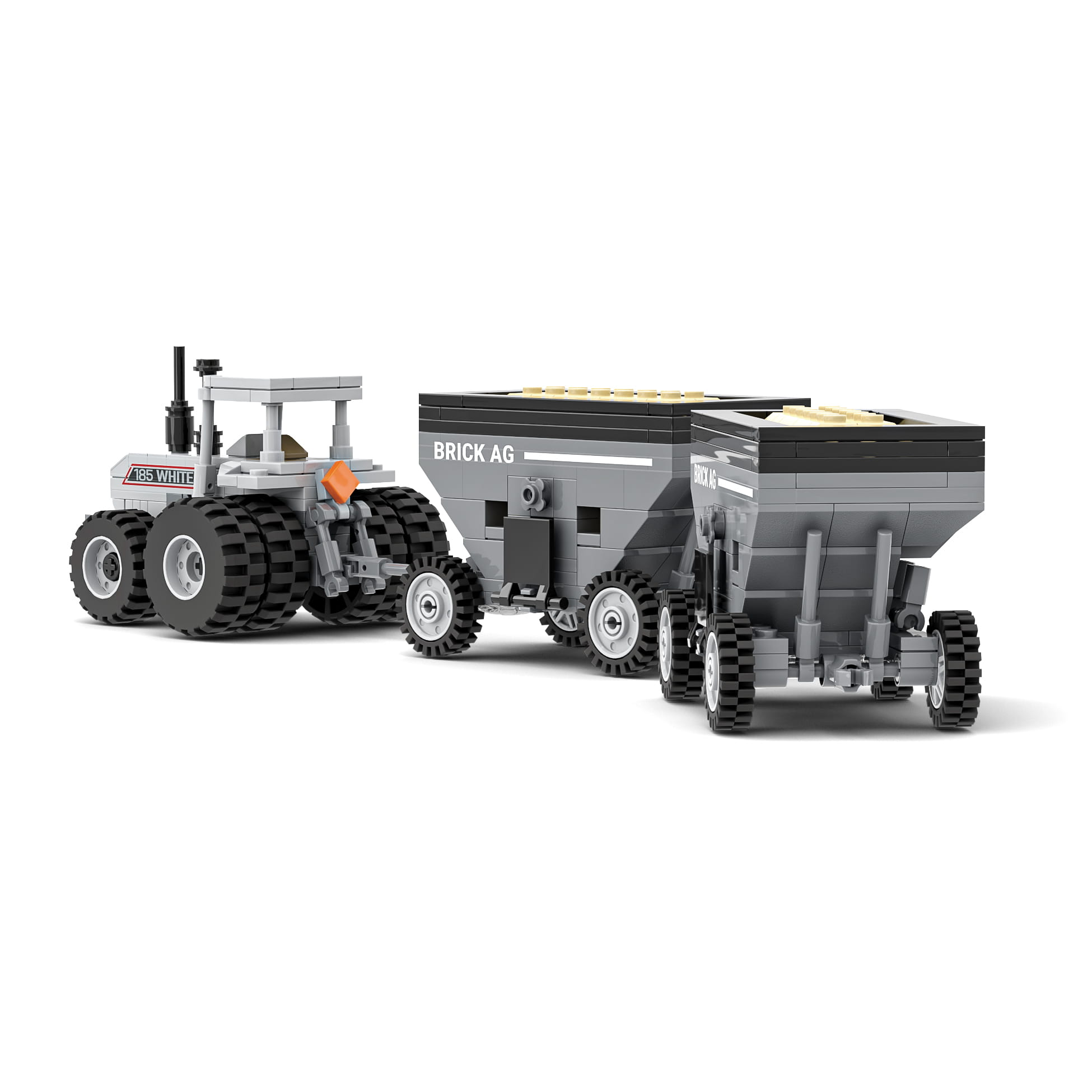 White 185 Tractor & Gravity Wagon Farming Building Set, BrickAg