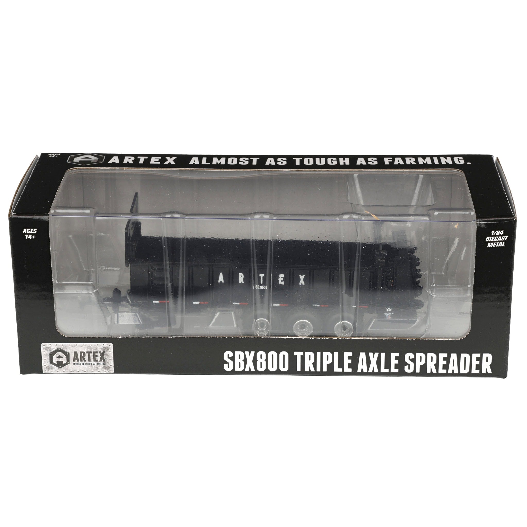 1/64 Black Artex SBX800 Manure Spreader with Triple Axle by